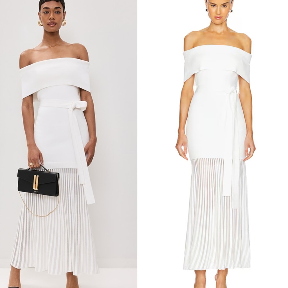 Rebecca Vallance Mariana Knit Midi Dress in Ivory - Picture 1 of 14